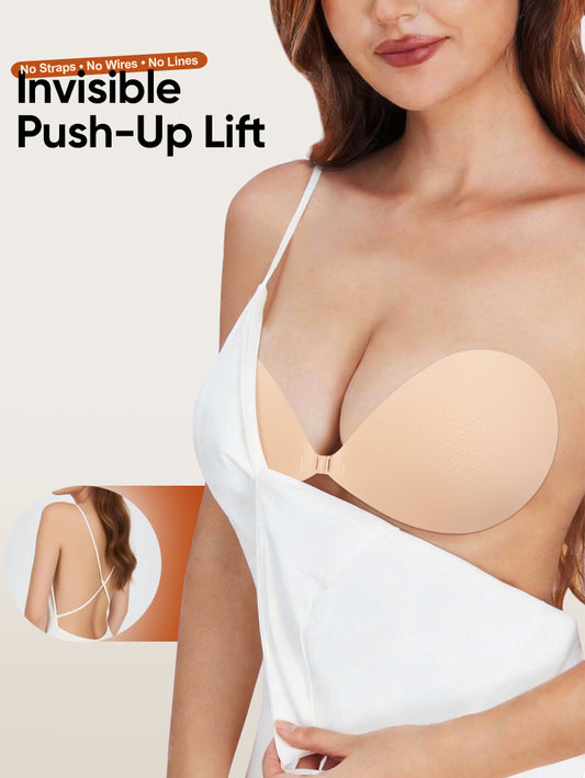 EasyBunny Invisible Push-Up Bra – No Straps No Wires No Lines, Instant Lift for Backless Outfits