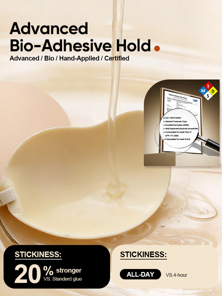 EasyBunny Adhesive Bra Advanced Bio-Adhesive – FDA & RoHS Certified, 20% Stronger Than Standard Glue, All-Day Hold vs 4-Hour