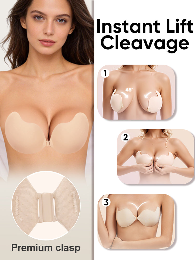 EasyBunny Adhesive Bra Instant Lift Cleavage – 3-Step How to Use with Premium Clasp