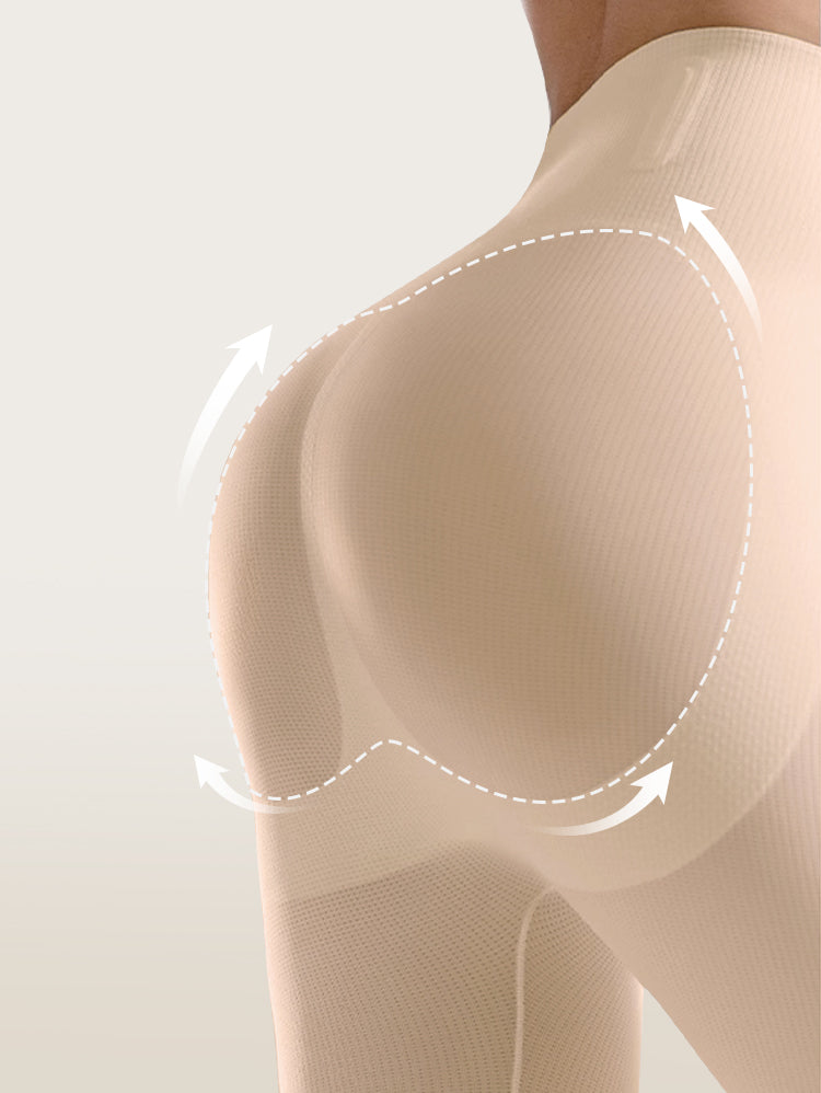 EasyBunny Shaping Shorts Nude – 360 Degree Butt Lift Support Seamless Shapewear Diagram