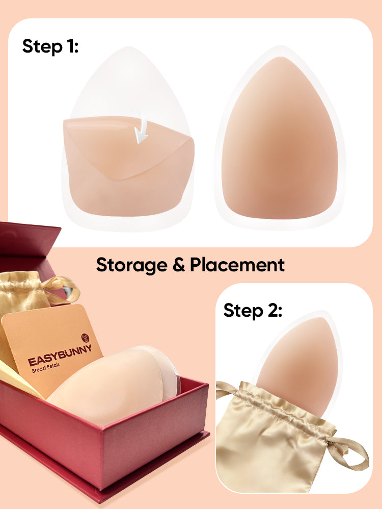 EasyBunny Triangle Nipple Covers Caramel – Step-by-Step How to Use, Includes Gift Box and Satin Storage Bag