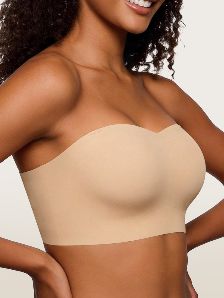 Seamless nude multiway bandeau bra smooth front close-up view